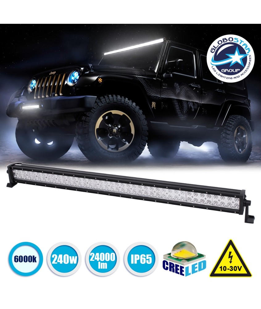 GloboStar® 85464 PRO Series Μπάρα Ίσια - Straight για Αυτοκίνητα & Φορτηγά LED CREE XBD 240W 24000lm DC 10-30V Αδιάβροχη IP65 Ψυχρό Λευκό 6000K